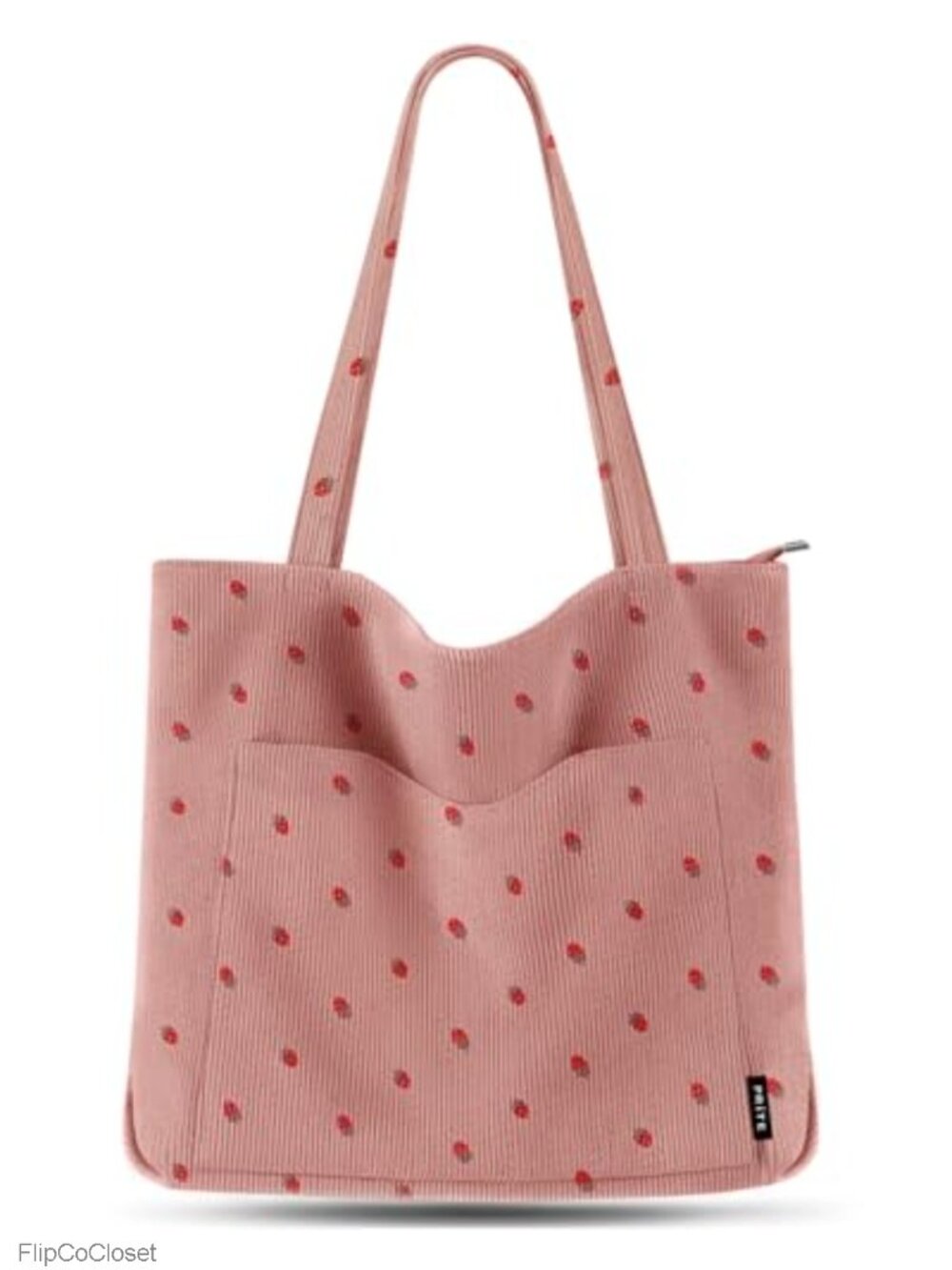 Corduroy Tote Bag for Women Large Shoulder Bag with Zipper Pockets